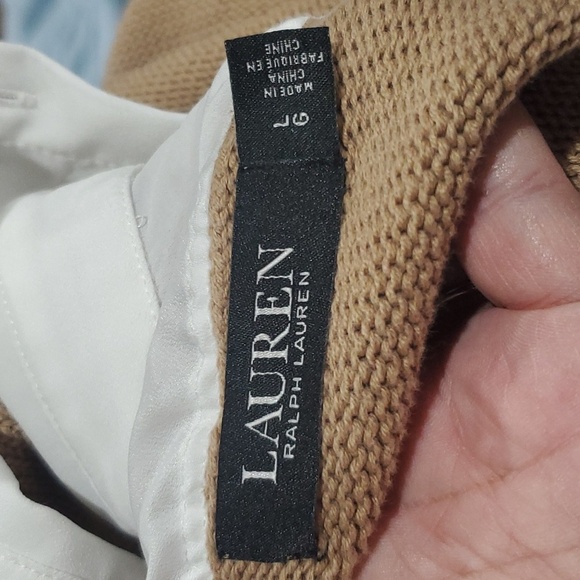 Ralph Lauren black label knit sweater tan with attached collar tails - Picture 6 of 8